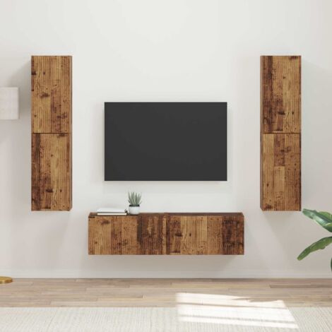 Conjunto de mueble de TV 6 pcs Madera envejecida