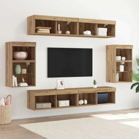 Conjunto de mueble de TV 8 pcs Roble artisan vidaXL