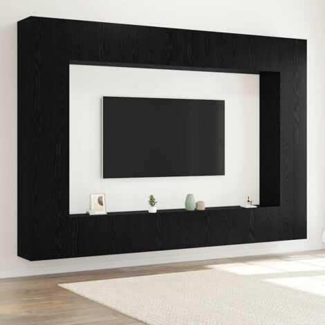 Conjunto de mueble de TV 8 pcs Roble Negro 100 x 30 x 30 cm vidaXL