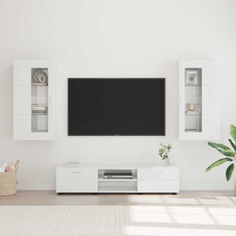 Conjunto de mueble de TV con cajón FLORIN 3 pcs brillante