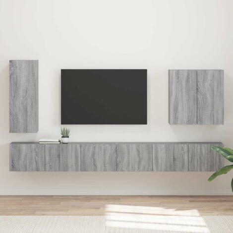 Conjunto de mueble para TV de pared 6 pcs Gris