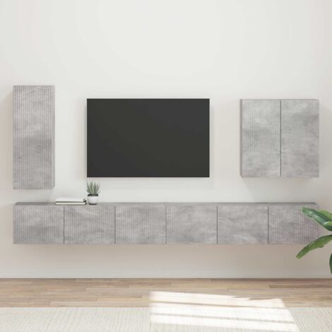 Conjunto de mueble para TV de pared 6 pcs Gris Concreto