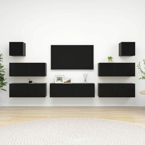 Mueble TV suspendido PETI negro 135 cm