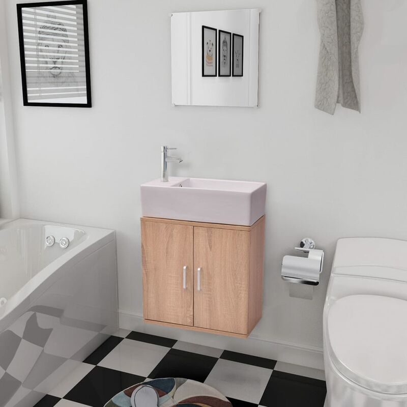 

Conjunto de mueble y lavabo 3 piezas beige - Beige
