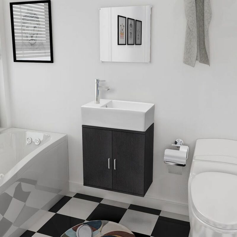 

Conjunto de mueble y lavabo negro 3 piezas