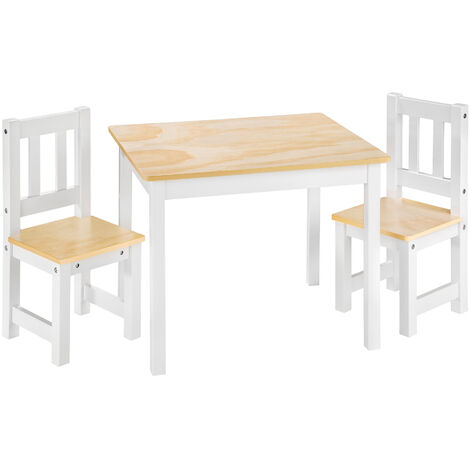 Conjunto de muebles Alice - conjunto de muebles para habitación, mobiliario de madera de pino elegante, sillas y mesa para dibujar - blanco
