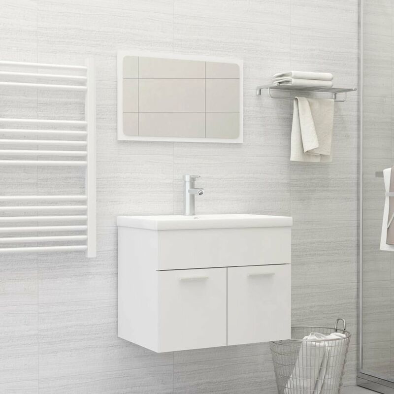 

Conjunto de muebles de bano 2 piezas aglomerado blanco