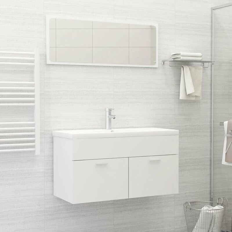 

Conjunto de muebles de bano 2 piezas aglomerado blanco