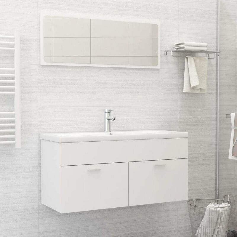 

Conjunto de muebles de bano 2 piezas aglomerado blanco