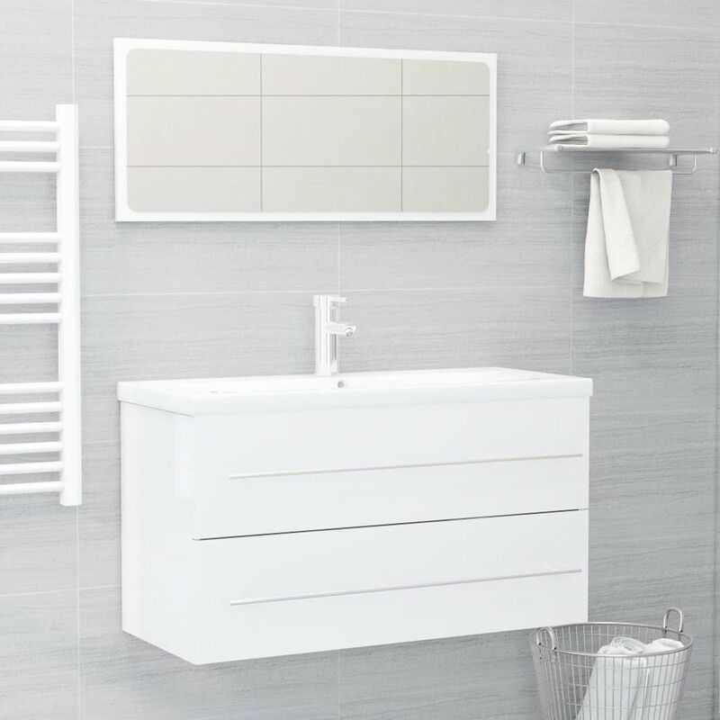 

Conjunto de muebles de bano 2 piezas aglomerado blanco