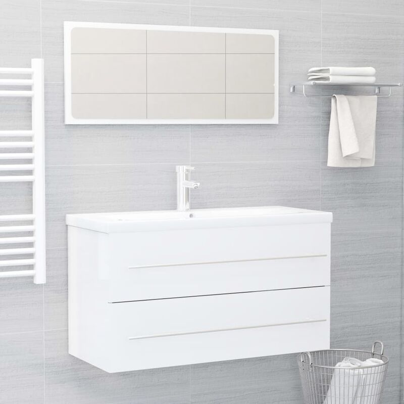

Conjunto de muebles de baño 2 piezas aglomerado blanco
