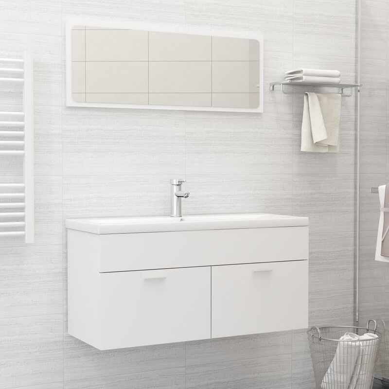 

Conjunto de muebles de baño 2 piezas aglomerado blanco