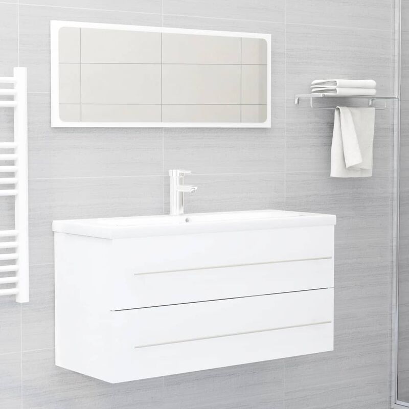 

Conjunto de muebles de baño 2 piezas aglomerado blanco