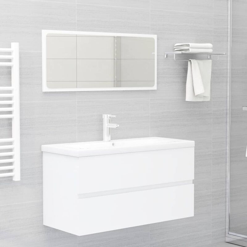 

Conjunto de muebles de baño 2 piezas aglomerado blanco