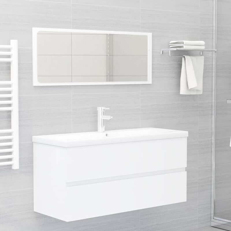

Conjunto de muebles de baño 2 piezas aglomerado blanco