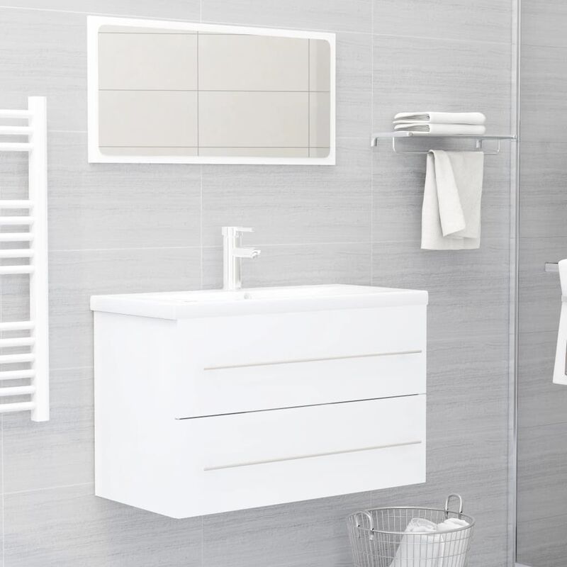 

Conjunto de muebles de baño 2 piezas aglomerado blanco