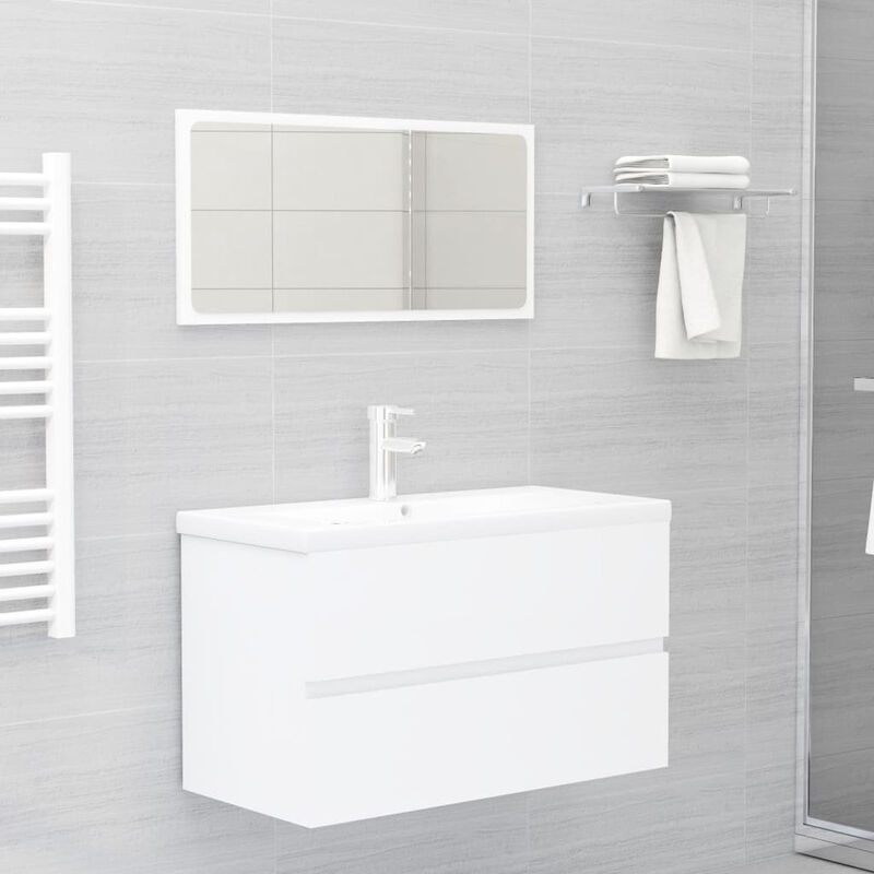 

Conjunto de muebles de bano 2 piezas aglomerado blanco