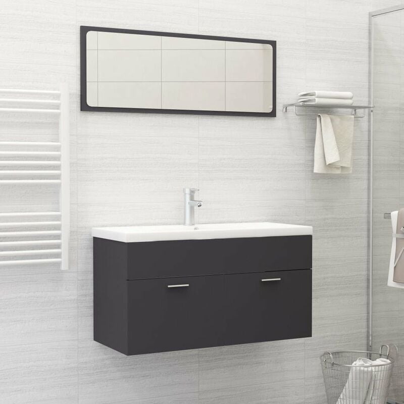

Conjunto de muebles de bano 2 piezas aglomerado gris
