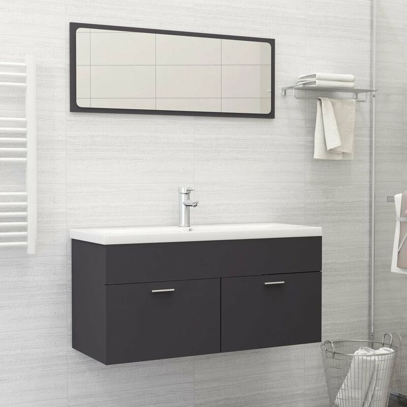

Conjunto de muebles de bano 2 piezas aglomerado gris