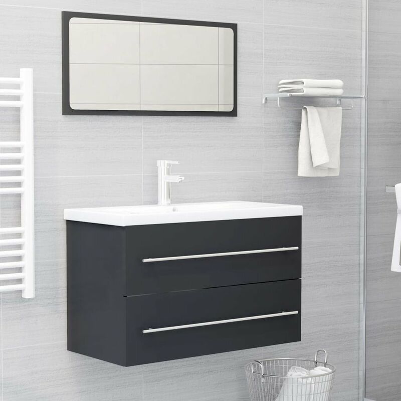 

Conjunto de muebles de bano 2 piezas aglomerado gris