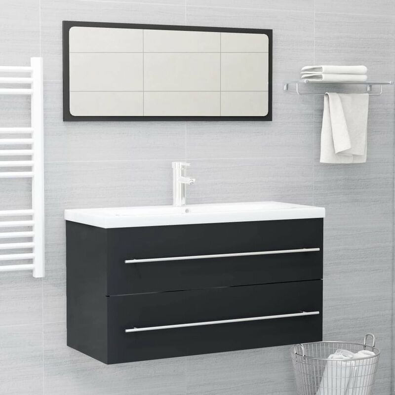 

Conjunto de muebles de bano 2 piezas aglomerado gris