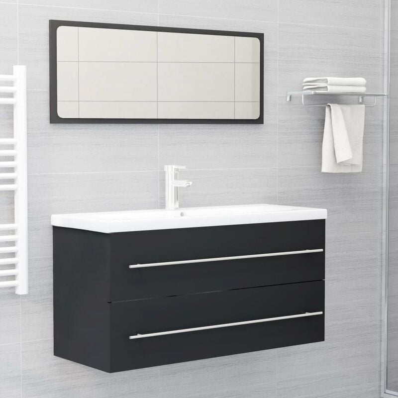 

Conjunto de muebles de bano 2 piezas aglomerado gris