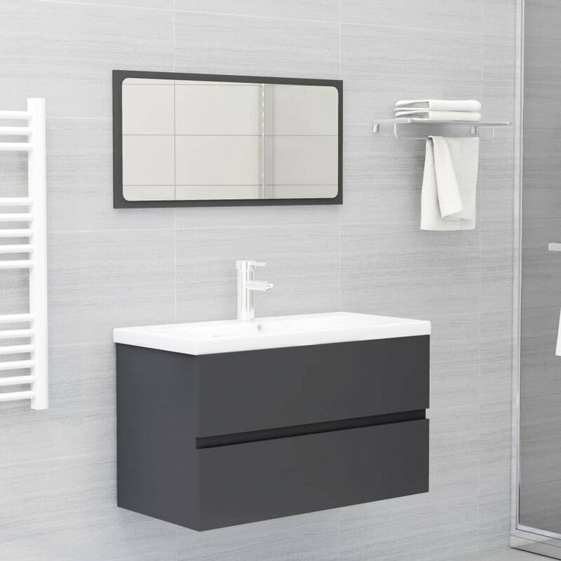 

Conjunto de muebles de bano 2 piezas aglomerado gris