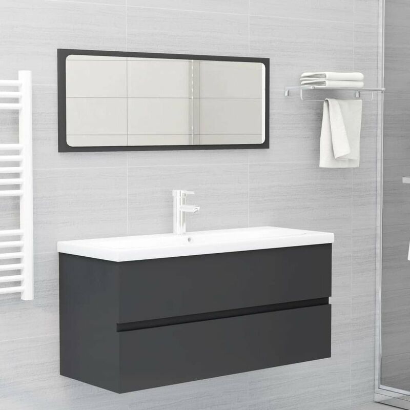 

Conjunto de muebles de bano 2 piezas aglomerado gris