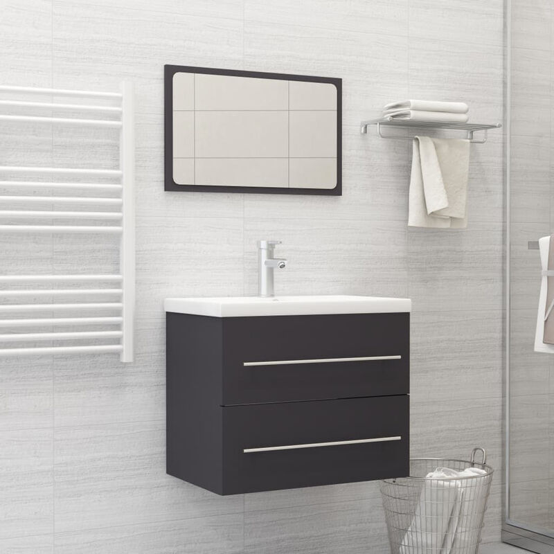 

Conjunto de muebles de bano 2 piezas aglomerado gris