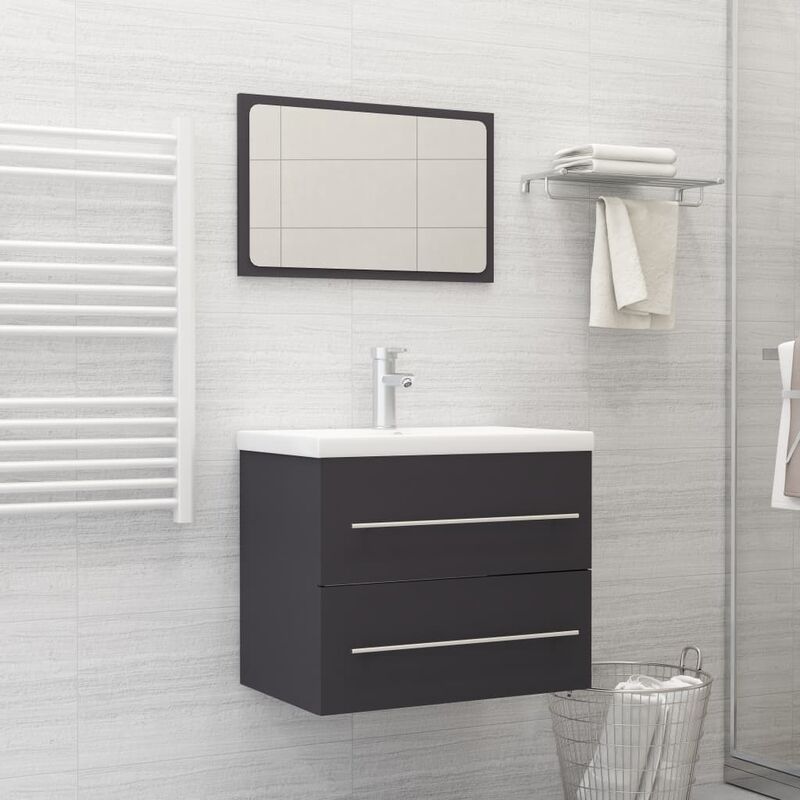

Conjunto de muebles de baño 2 piezas aglomerado gris