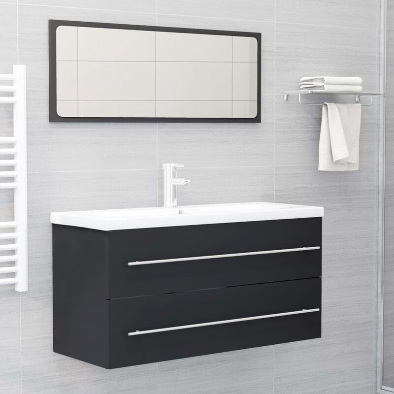 

Conjunto de muebles de baño 2 piezas aglomerado gris