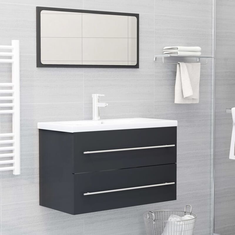 

Conjunto de muebles de baño 2 piezas aglomerado gris