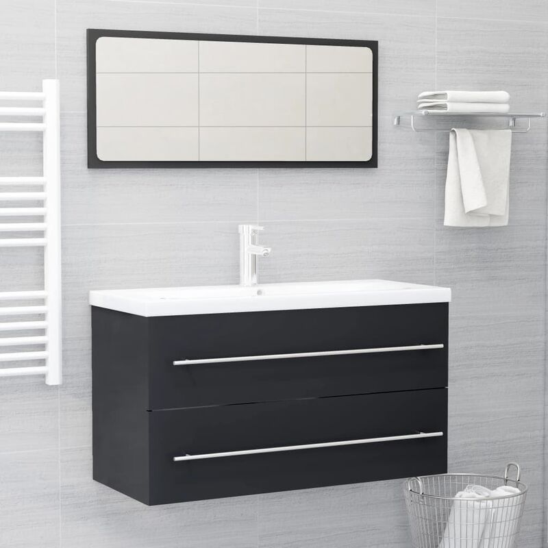 

Conjunto de muebles de baño 2 piezas aglomerado gris