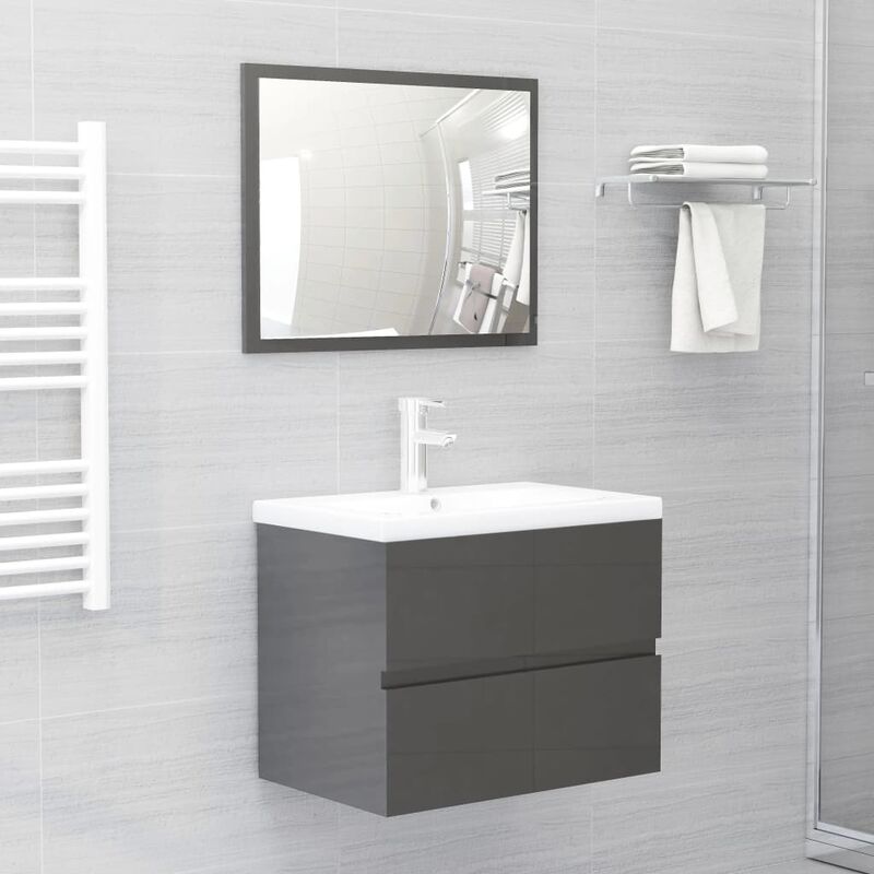 

Conjunto de muebles de baño 2 piezas aglomerado gris