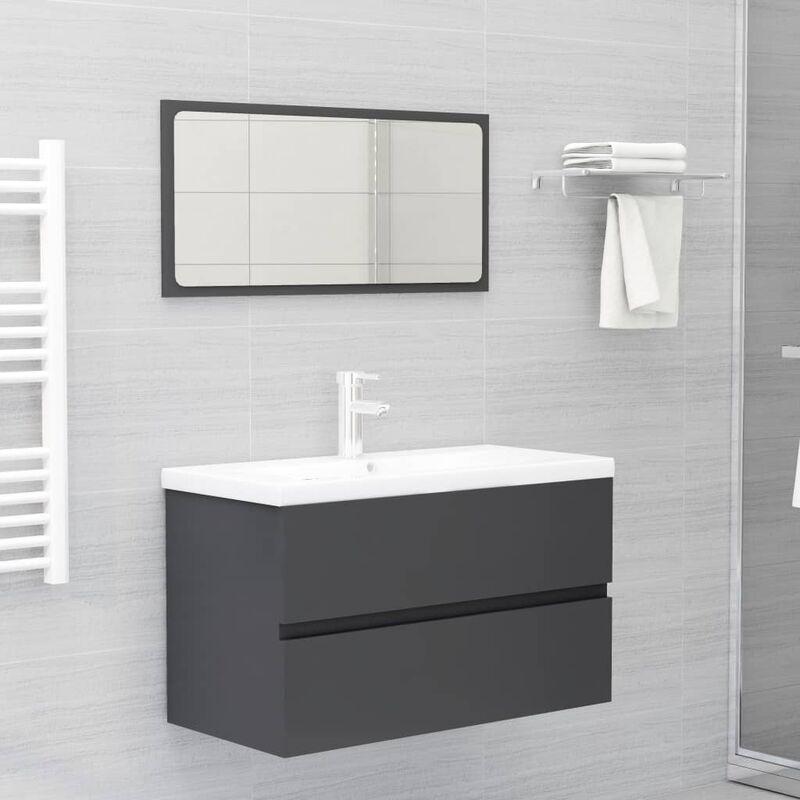 

Conjunto de muebles de baño 2 piezas aglomerado gris