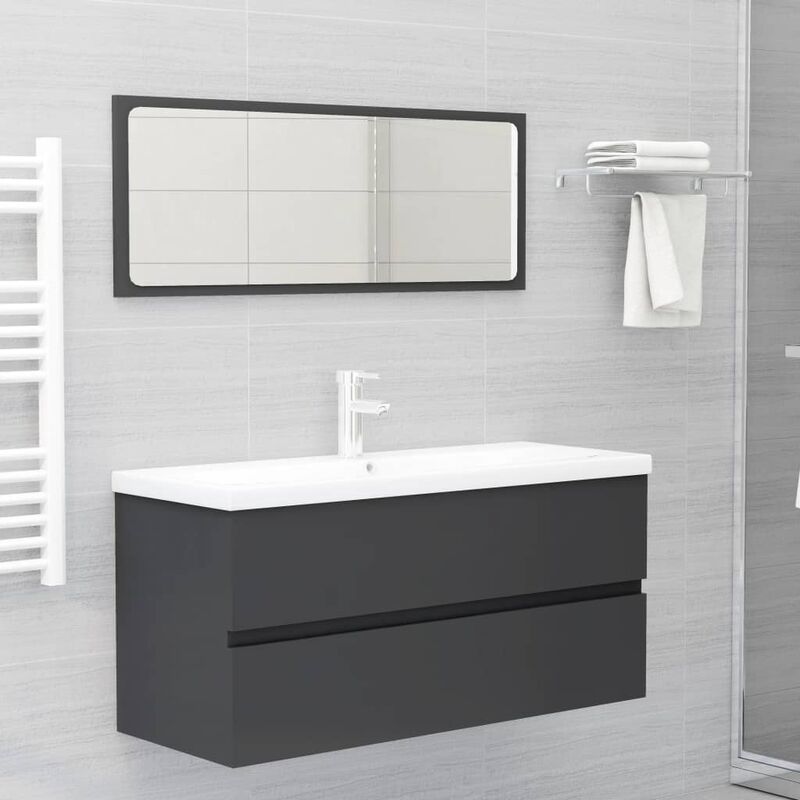 

Conjunto de muebles de baño 2 piezas aglomerado gris