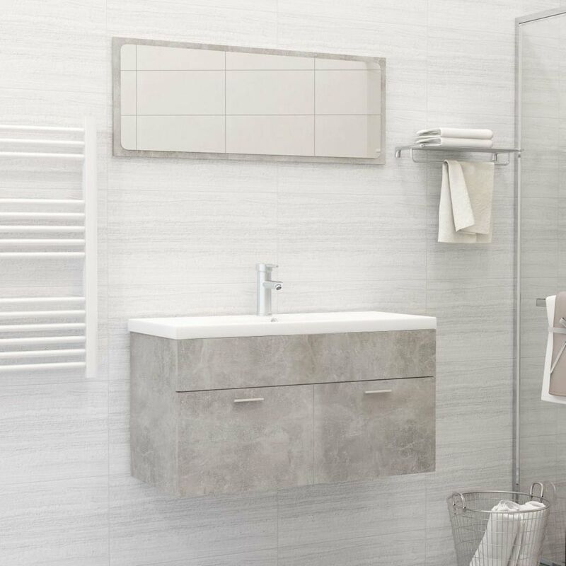 

Conjunto de muebles de bano 2 piezas aglomerado gris hormigon