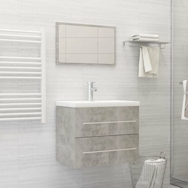 

Conjunto de muebles de bano 2 piezas aglomerado gris hormigon