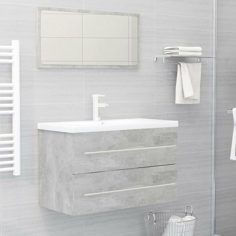 

Conjunto de muebles de bano 2 piezas aglomerado gris hormigon