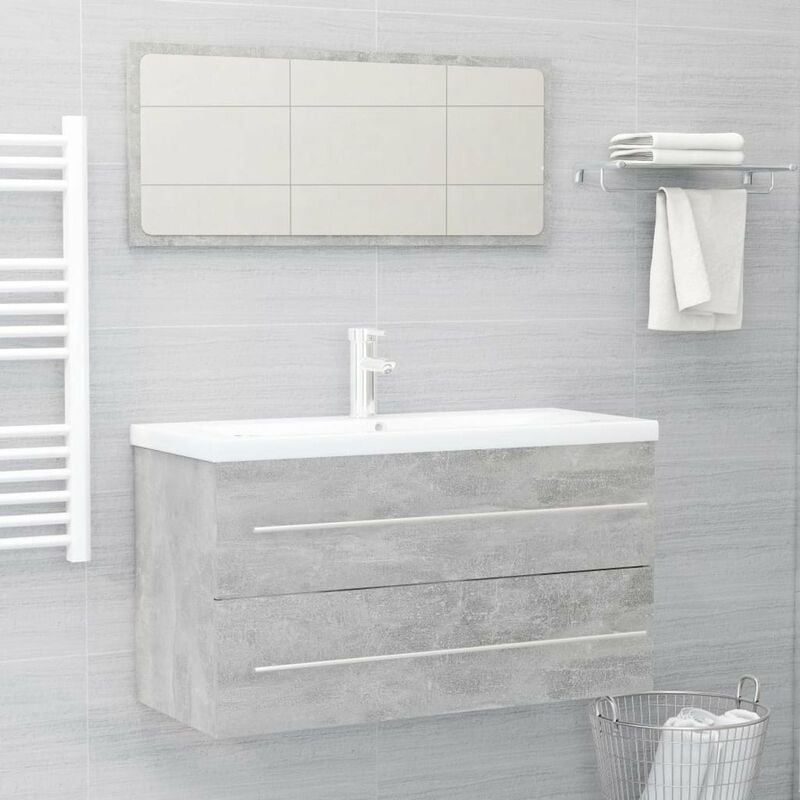 

Conjunto de muebles de bano 2 piezas aglomerado gris hormigon