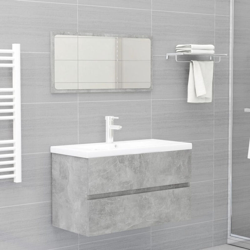 

Conjunto de muebles de bano 2 piezas aglomerado gris hormigon