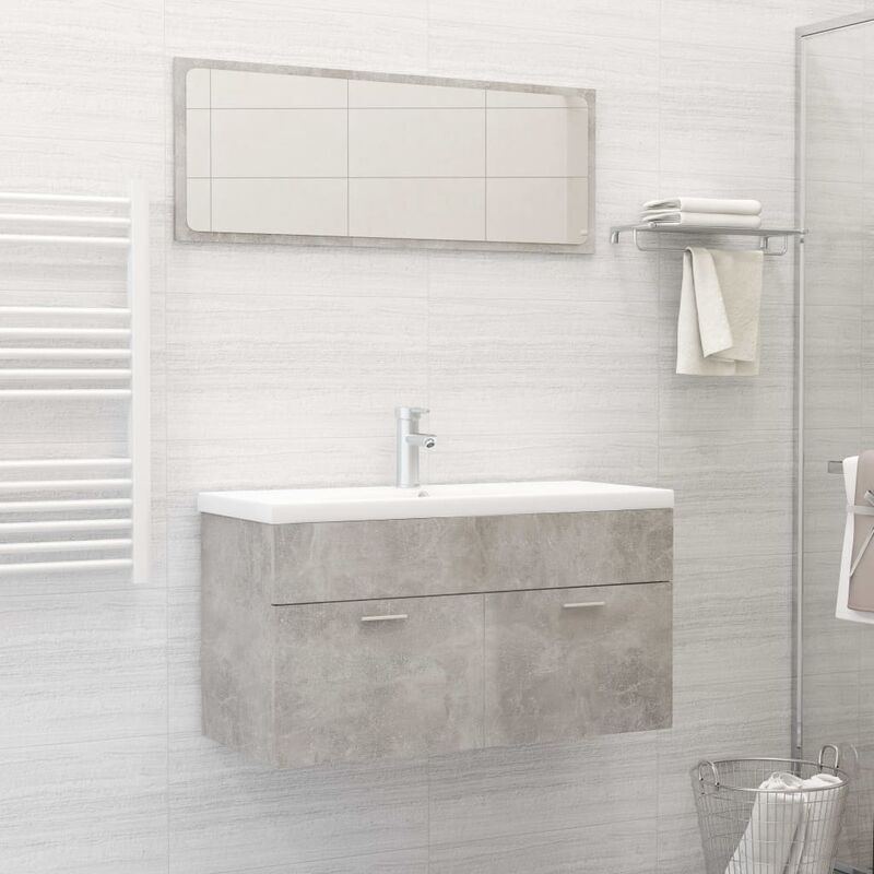 

Conjunto de muebles de baño 2 piezas aglomerado gris hormigón