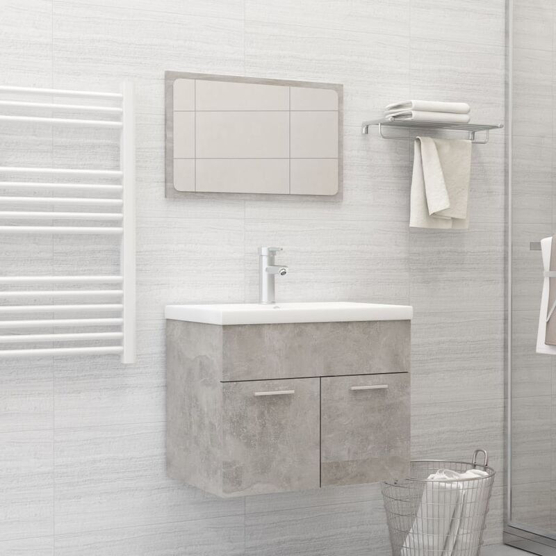 

Conjunto de muebles de baño 2 piezas aglomerado gris hormigón