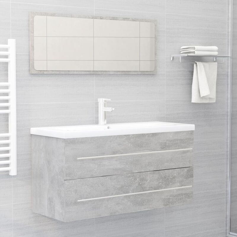 

Conjunto de muebles de baño 2 piezas aglomerado gris hormigón