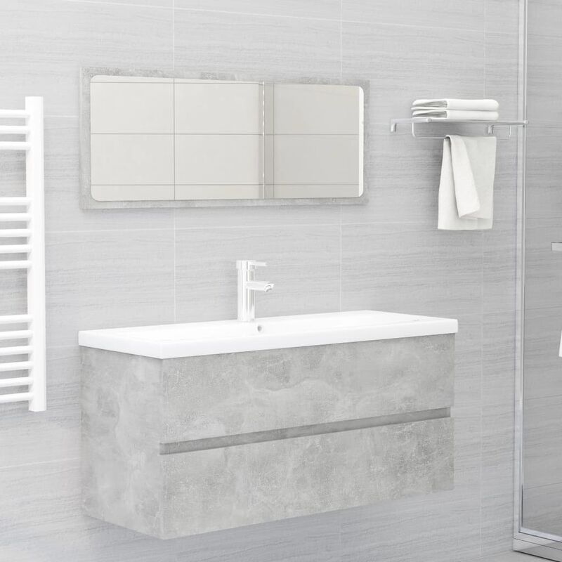 

Conjunto de muebles de baño 2 piezas aglomerado gris hormigón