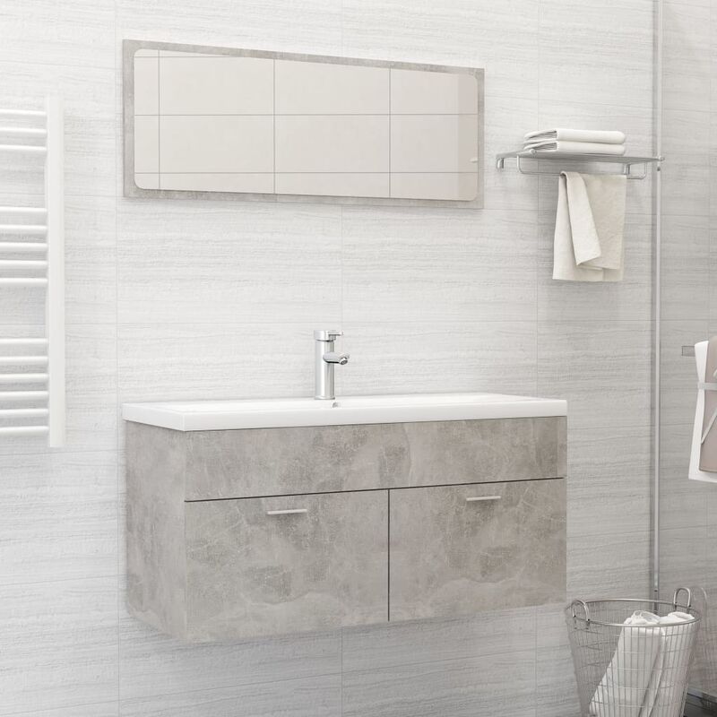 

Conjunto de muebles de baño 2 piezas aglomerado gris hormigón