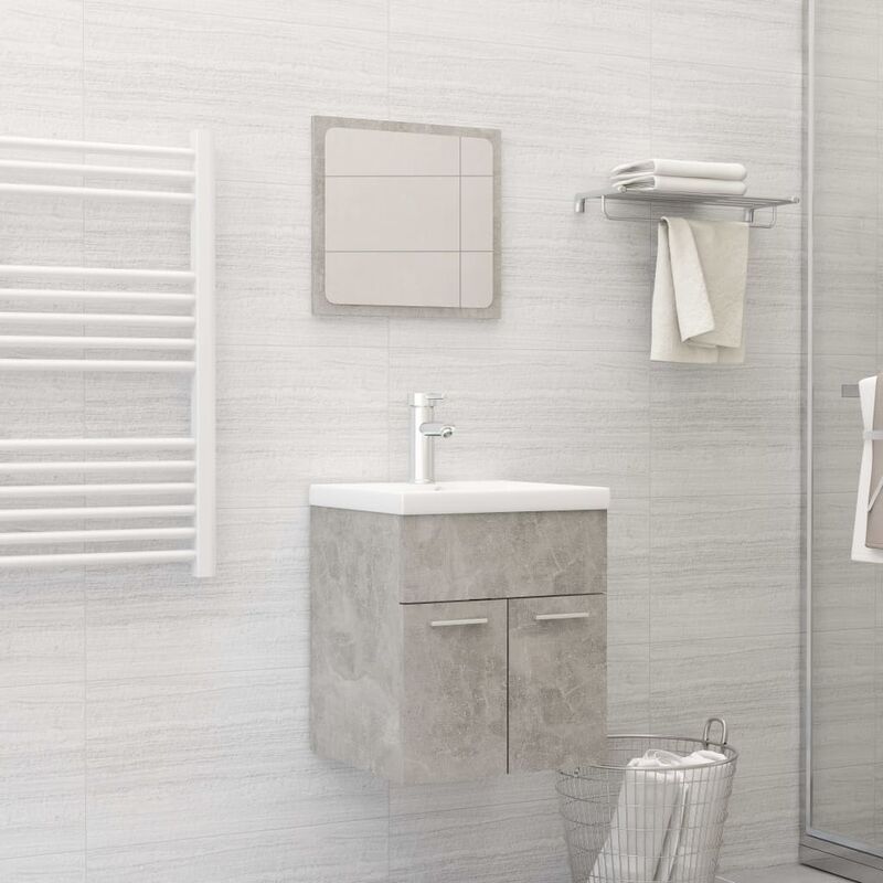 

Conjunto de muebles de baño 2 piezas aglomerado gris hormigón