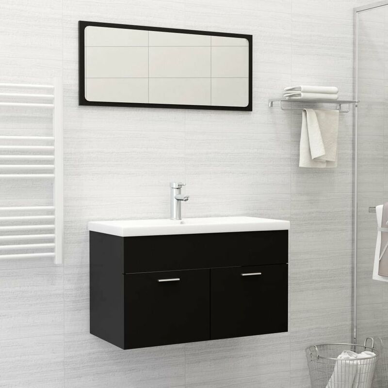 

Conjunto de muebles de bano 2 piezas aglomerado negro