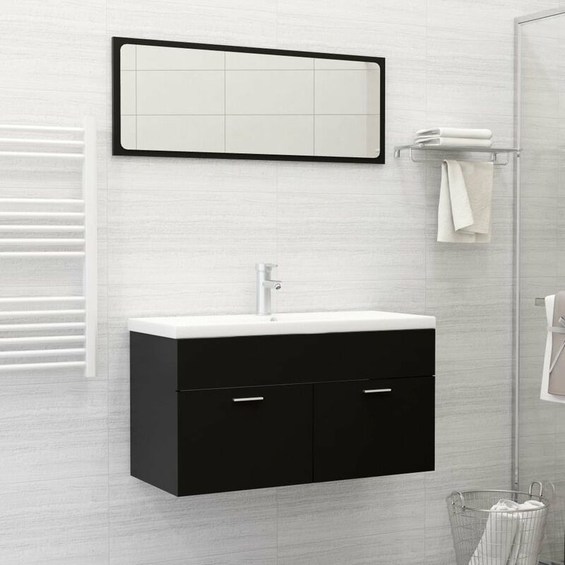 

Conjunto de muebles de bano 2 piezas aglomerado negro