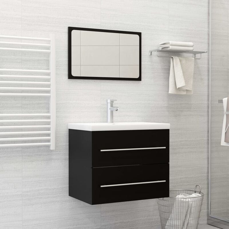 

Conjunto de muebles de baño 2 piezas aglomerado negro